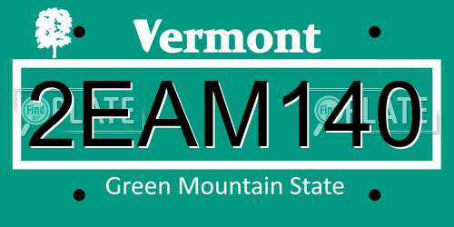 2EAM140 Vermont License Plate