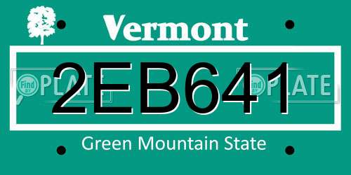 2EB641 Vermont License Plate