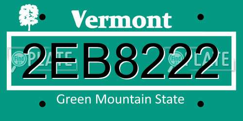 2EB8222 Vermont License Plate