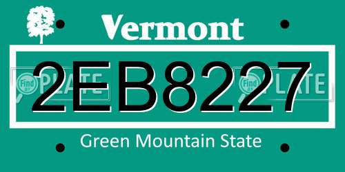 2EB8227 Vermont License Plate