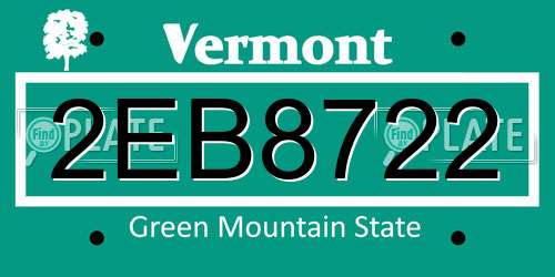 2EB8722 Vermont License Plate