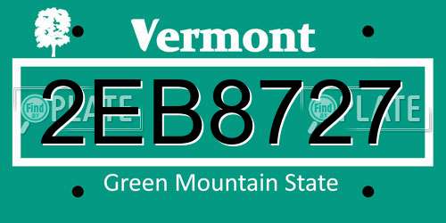 2EB8727 Vermont License Plate