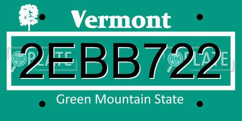 2EBB722 Vermont License Plate