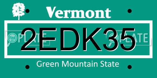 2EDK35 Vermont License Plate