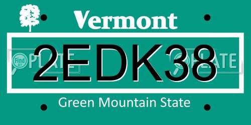 2EDK38 Vermont License Plate