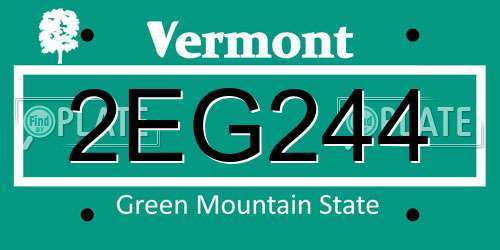 2EG244 Vermont License Plate