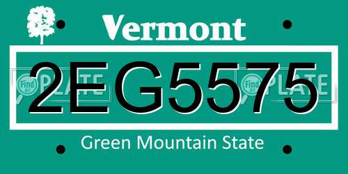 2EG5575 Vermont License Plate