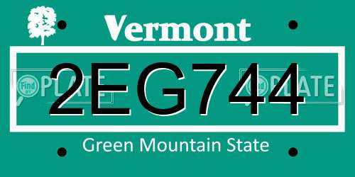 2EG744 Vermont License Plate