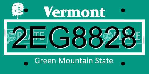 2EG8828 Vermont License Plate