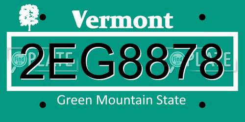 2EG8878 Vermont License Plate