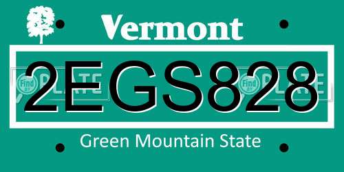 2EGS828 Vermont License Plate