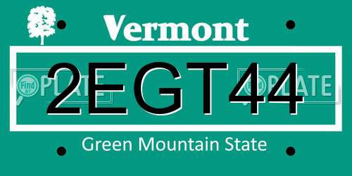 2EGT44 Vermont License Plate