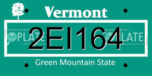 2EI164 Vermont License Plate