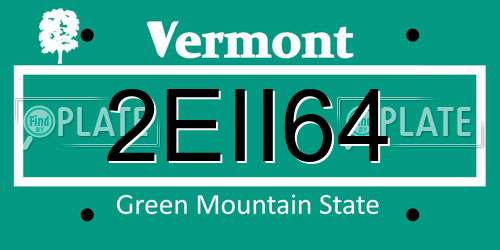 2EII64 Vermont License Plate