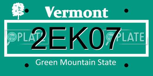 2EK07 Vermont License Plate