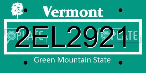 2EL2921 Vermont License Plate