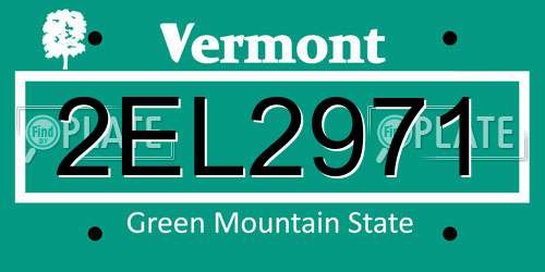 2EL2971 Vermont License Plate