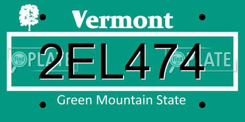 2EL474 Vermont License Plate