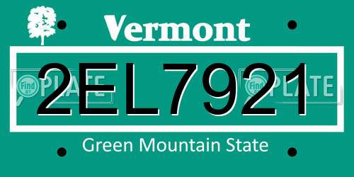 2EL7921 Vermont License Plate