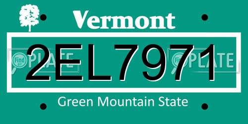 2EL7971 Vermont License Plate