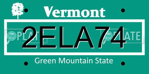 2ELA74 Vermont License Plate
