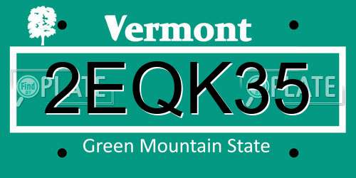 2EQK35 Vermont License Plate