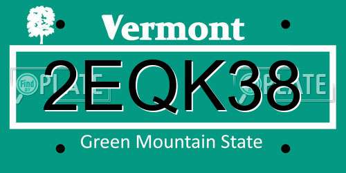 2EQK38 Vermont License Plate