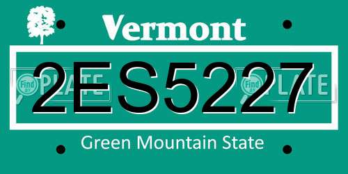 2ES5227 Vermont License Plate