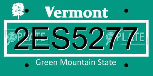 2ES5277 Vermont License Plate