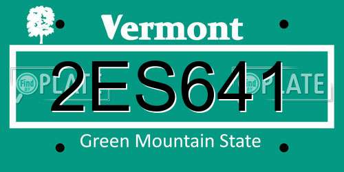 2ES641 Vermont License Plate
