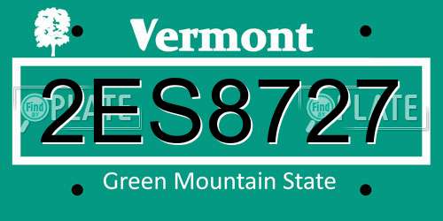 2ES8727 Vermont License Plate