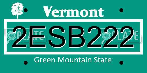 2ESB222 Vermont License Plate