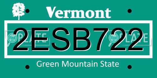 2ESB722 Vermont License Plate