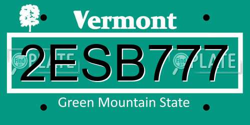 2ESB777 Vermont License Plate