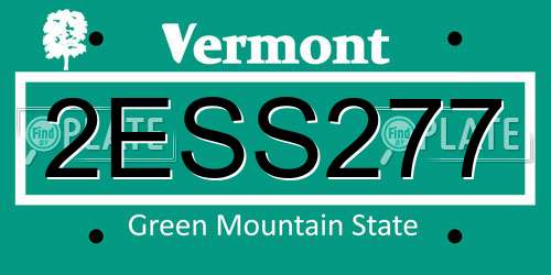 2ESS277 Vermont License Plate