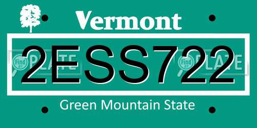 2ESS722 Vermont License Plate