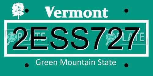 2ESS727 Vermont License Plate