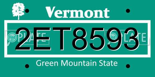 2ET8593 Vermont License Plate