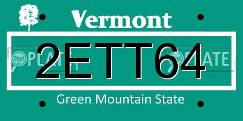 2ETT64 Vermont License Plate