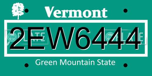 2EW6444 Vermont License Plate