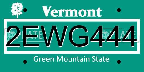 2EWG444 Vermont License Plate