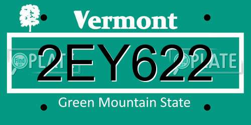 2EY622 Vermont License Plate