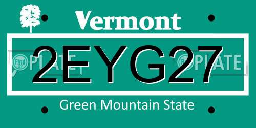 2EYG27 Vermont License Plate
