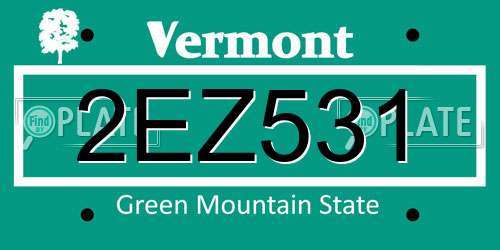 2EZ531 Vermont License Plate
