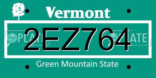 2EZ764 Vermont License Plate