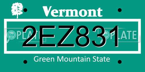 2EZ831 Vermont License Plate