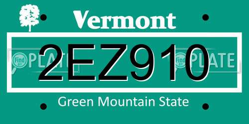 2EZ910 Vermont License Plate