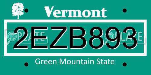 2EZB893 Vermont License Plate