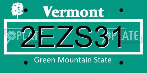 2EZS31 Vermont License Plate