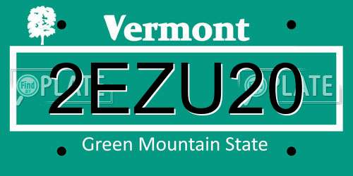 2EZU20 Vermont License Plate
